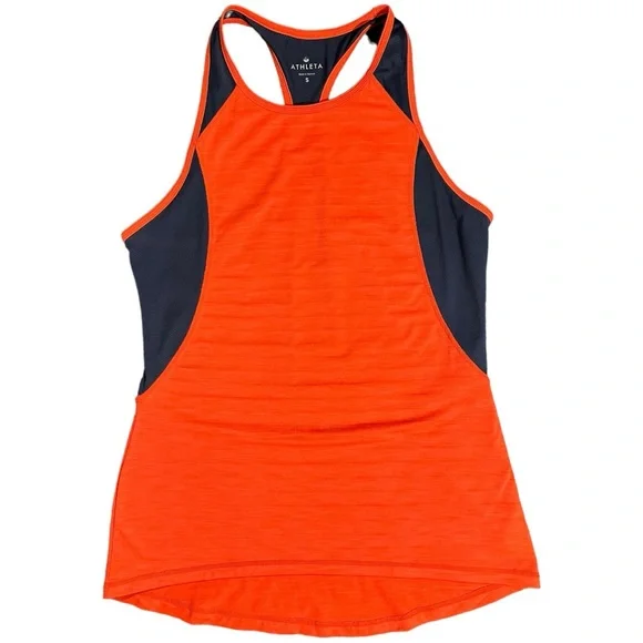 83 Athleta Spiral Spinner Tank Orange, Navy Mesh Orange & Navy Mesh Size Small - Picture 2 of 6